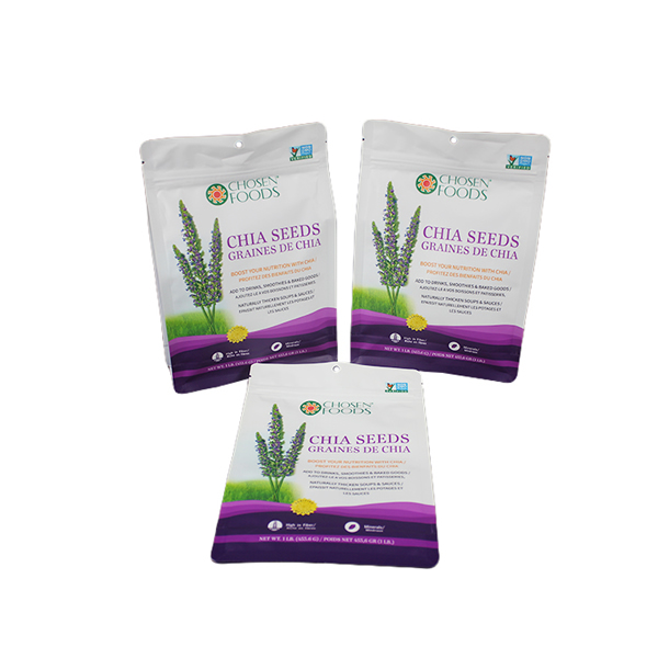 Chia seeds packaging bag with zipper