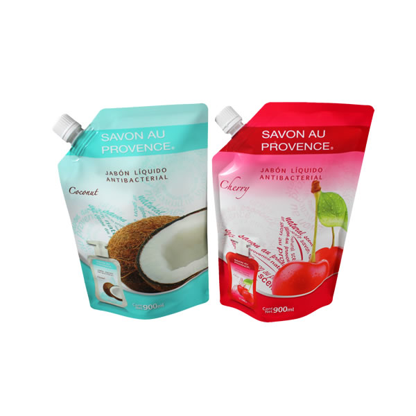Laundry liquid spout packaging bag