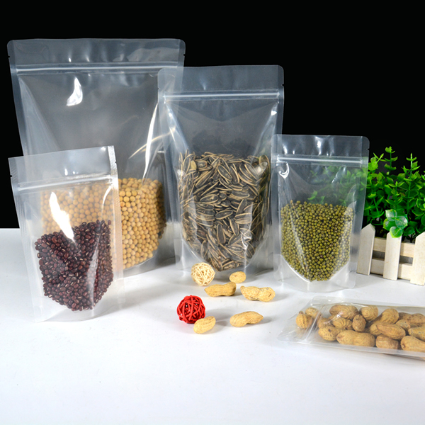 Transparent stand up pouch with zipper
