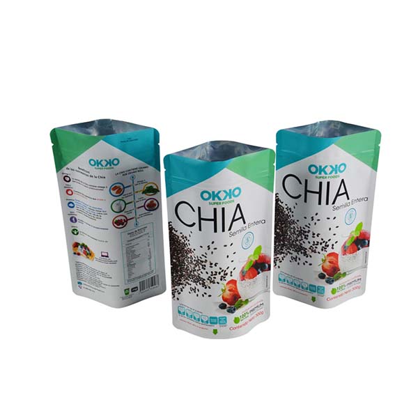 Chia packaging bag with zipper