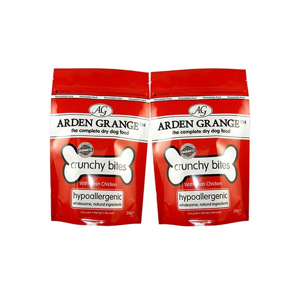 Dog treat packaging bag with zipper